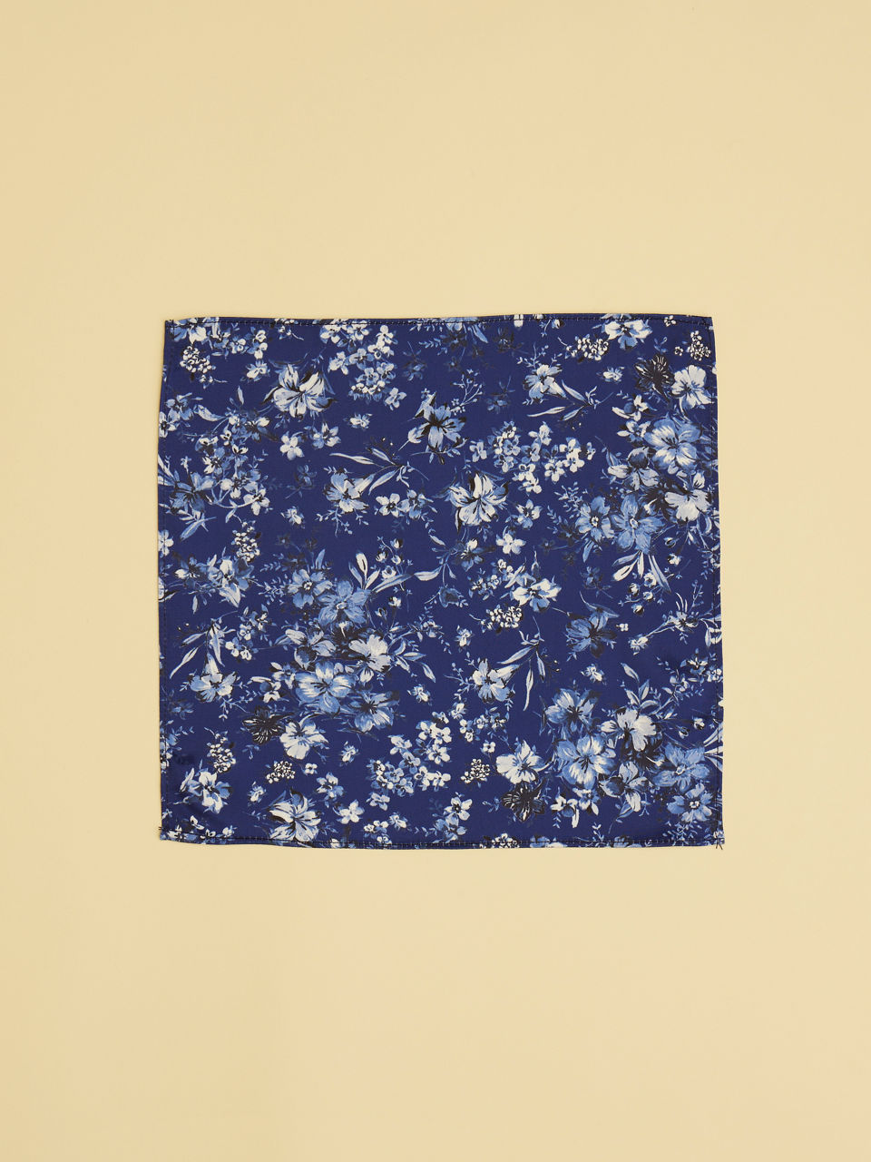 Manyavar Men Royal Blue Floral Printed Pocket Square