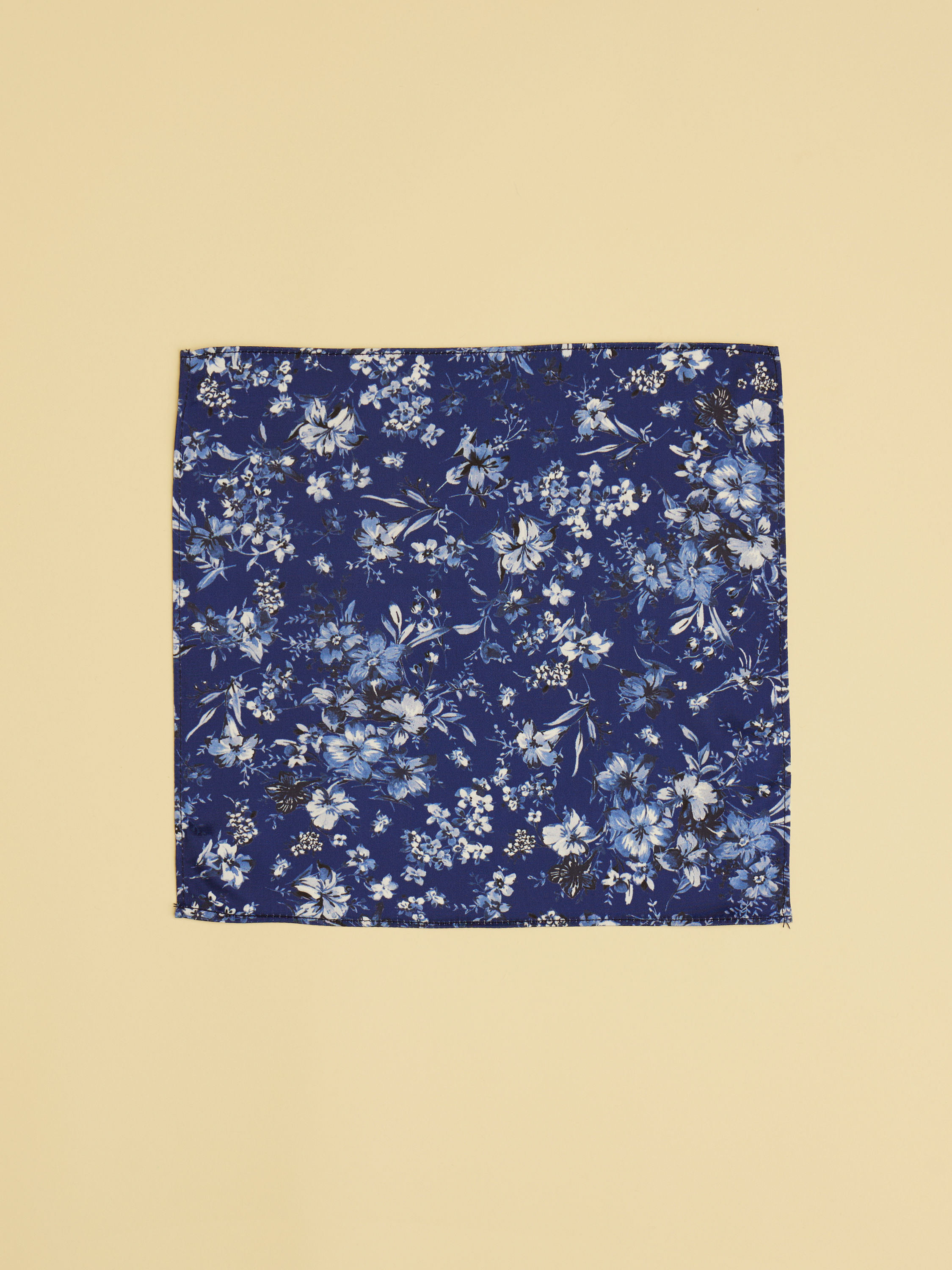 Manyavar Men Royal Blue Floral Printed Pocket Square