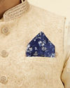 Manyavar Men Royal Blue Floral Printed Pocket Square