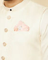 alt message - Manyavar Men Peach Floral Printed Pocket Square image number 0