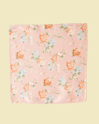 Manyavar Men Peach Floral Printed Pocket Square