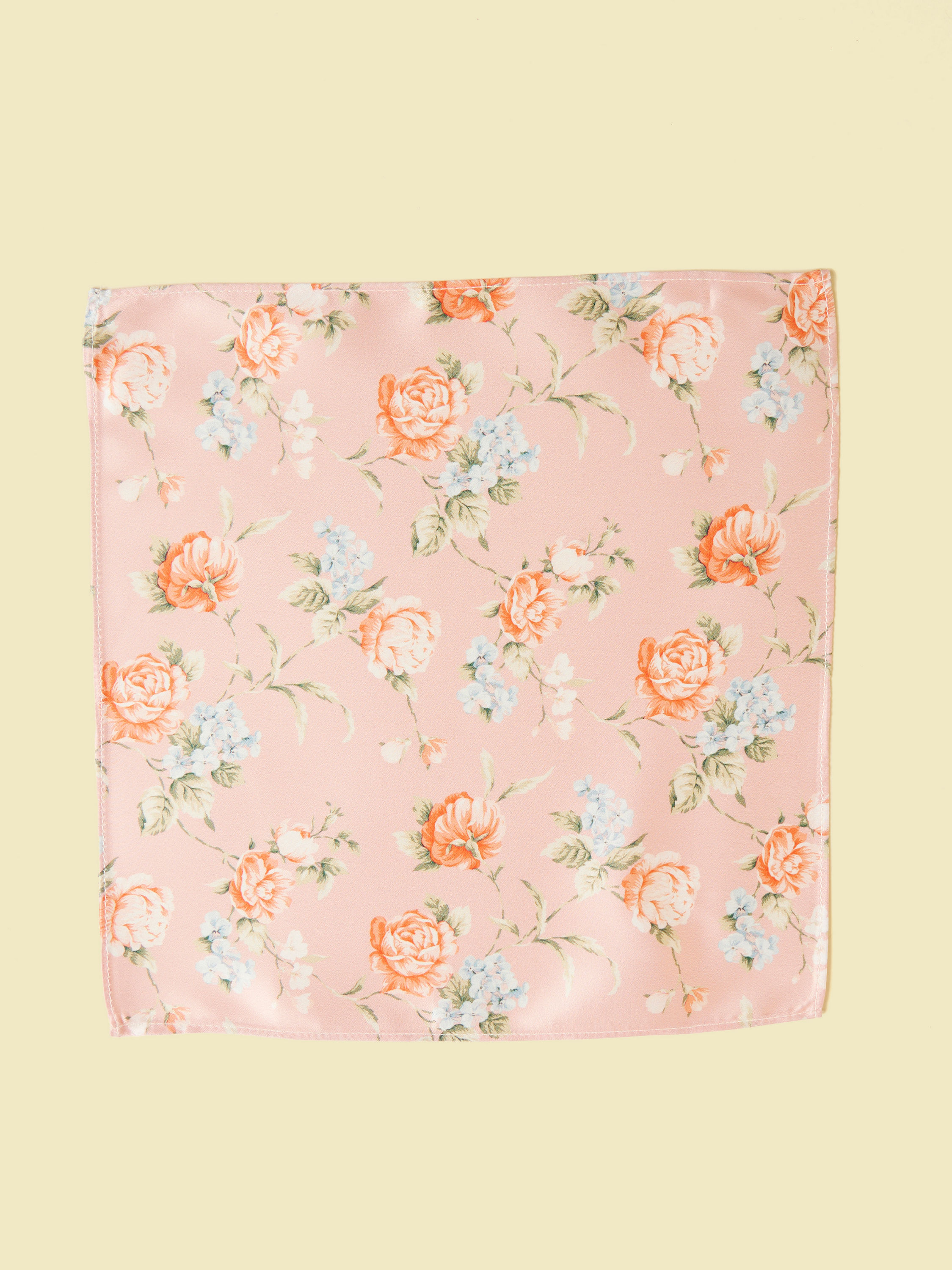 Manyavar Men Peach Floral Printed Pocket Square