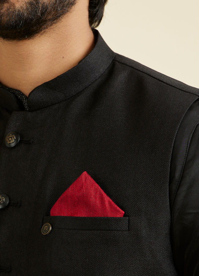 Manyavar Men Maroon Enchantment Pocket Square