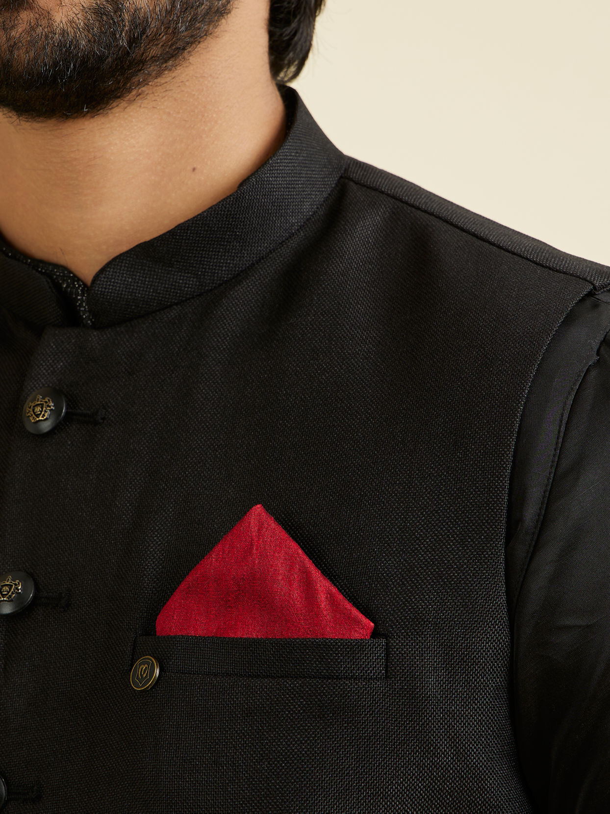 Manyavar Men Maroon Enchantment Pocket Square