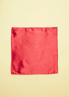 Manyavar Men True Red Satin Pocket Square