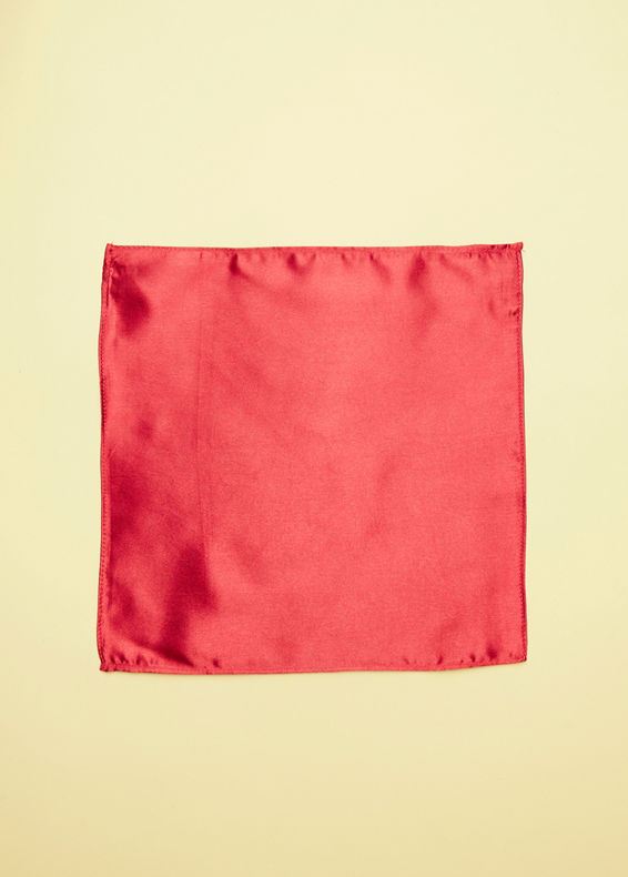 Manyavar Men True Red Satin Pocket Square