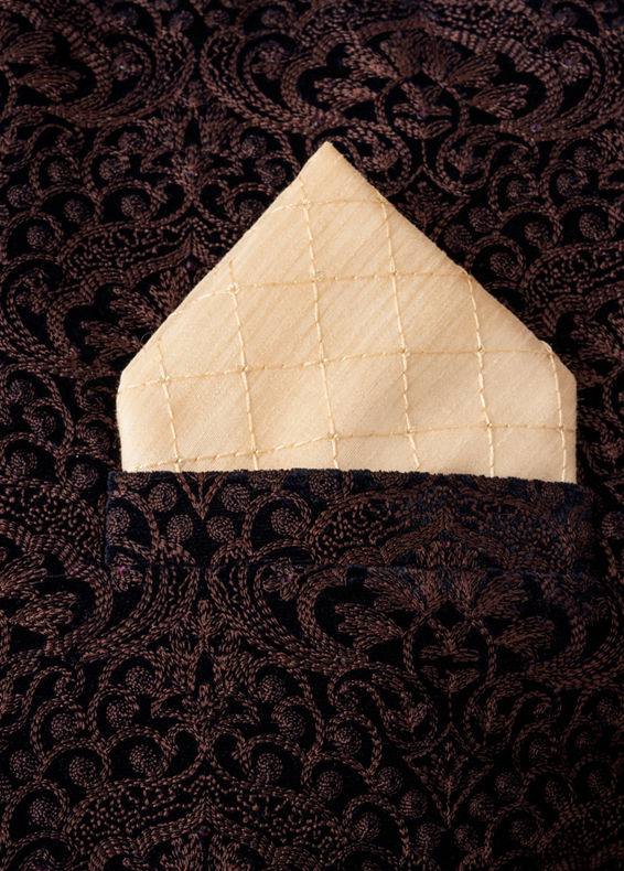 Manyavar Men Beige Luxury Pocket Square