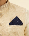 Navy Blue Lattice Patterned Sequinned Pocket Square image number 0