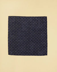 Manyavar Men Navy Blue Lattice Patterned Sequinned Pocket Square