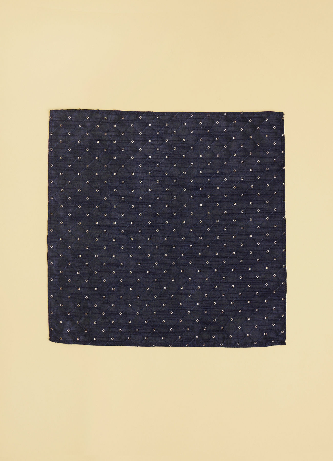 Manyavar Men Navy Blue Lattice Patterned Sequinned Pocket Square