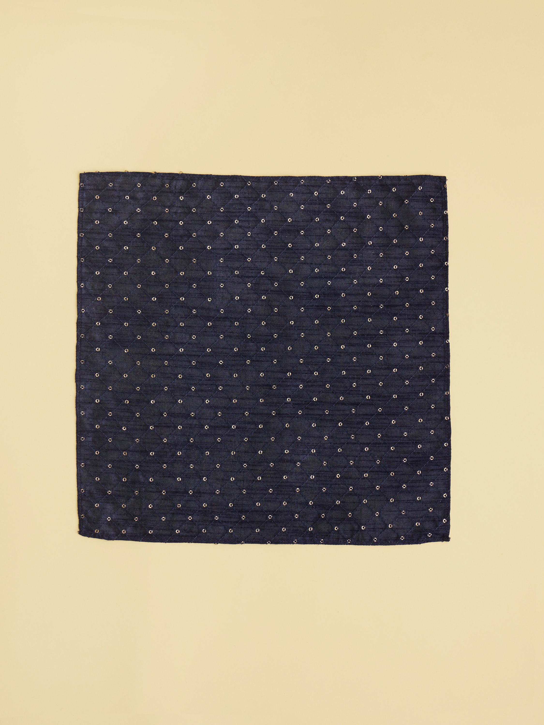 Manyavar Men Navy Blue Lattice Patterned Sequinned Pocket Square