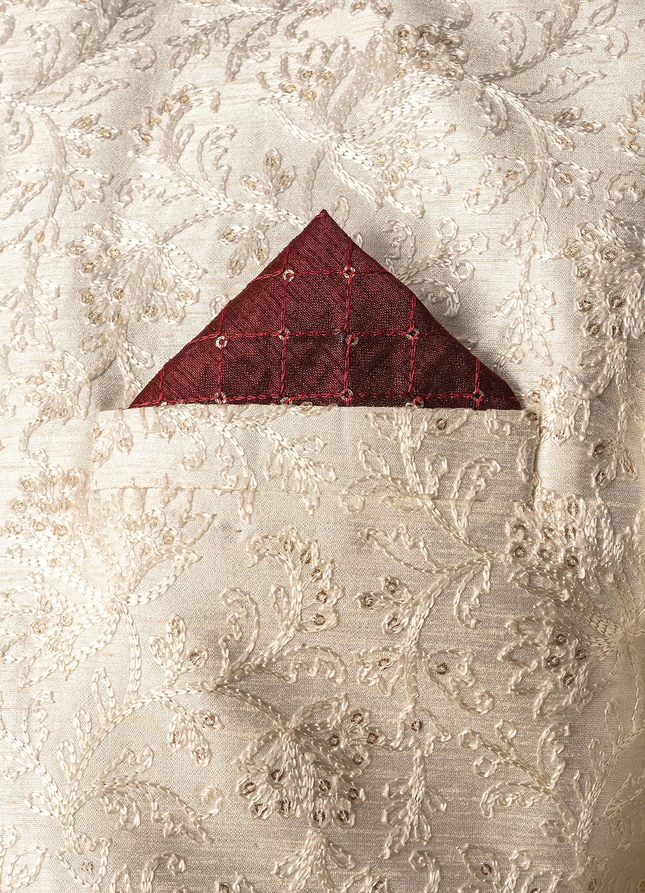 Manyavar Men Maroon Majesty Pocket Square