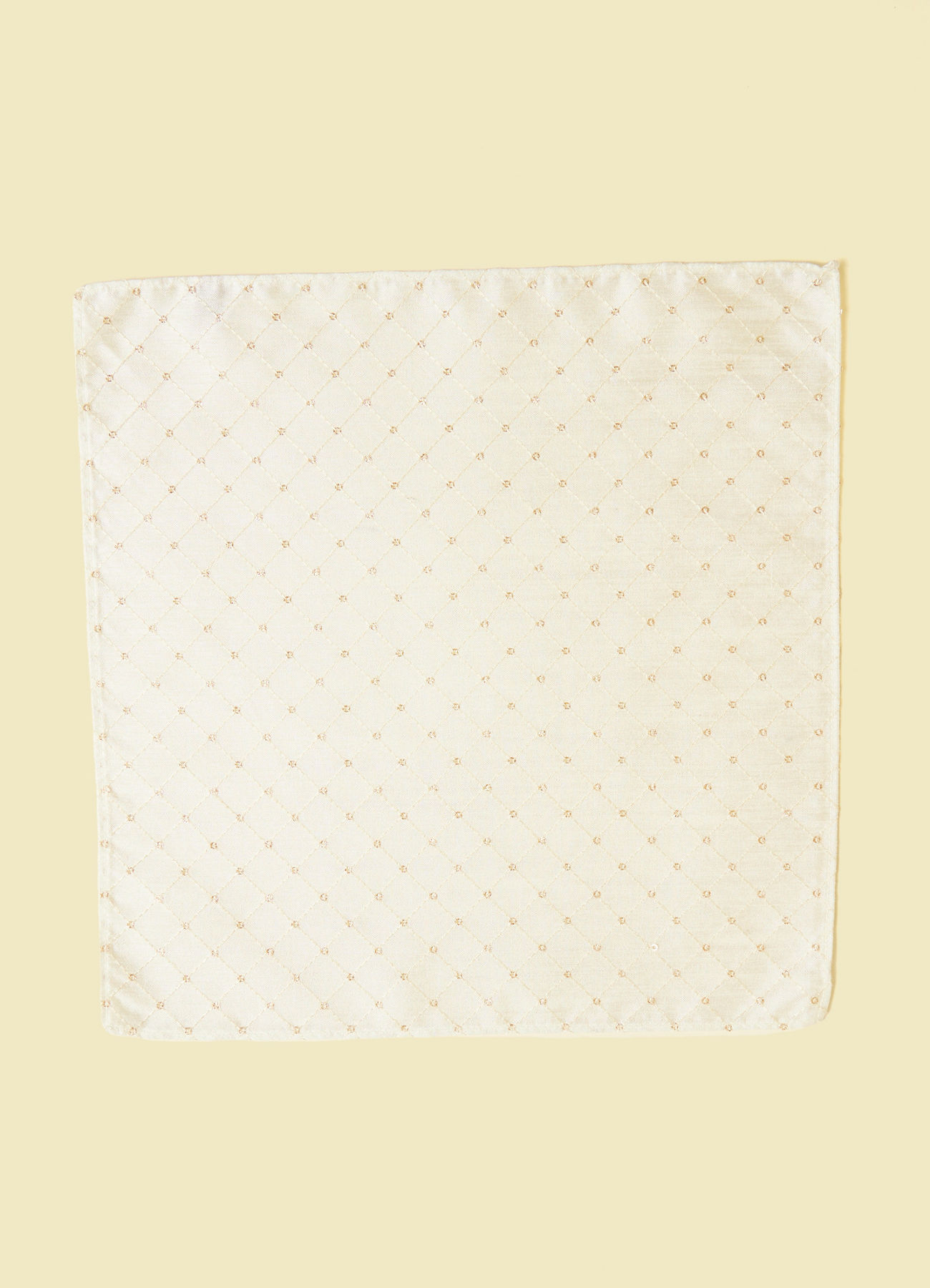 Manyavar Men Warm White Grid Patterned Pocket Square