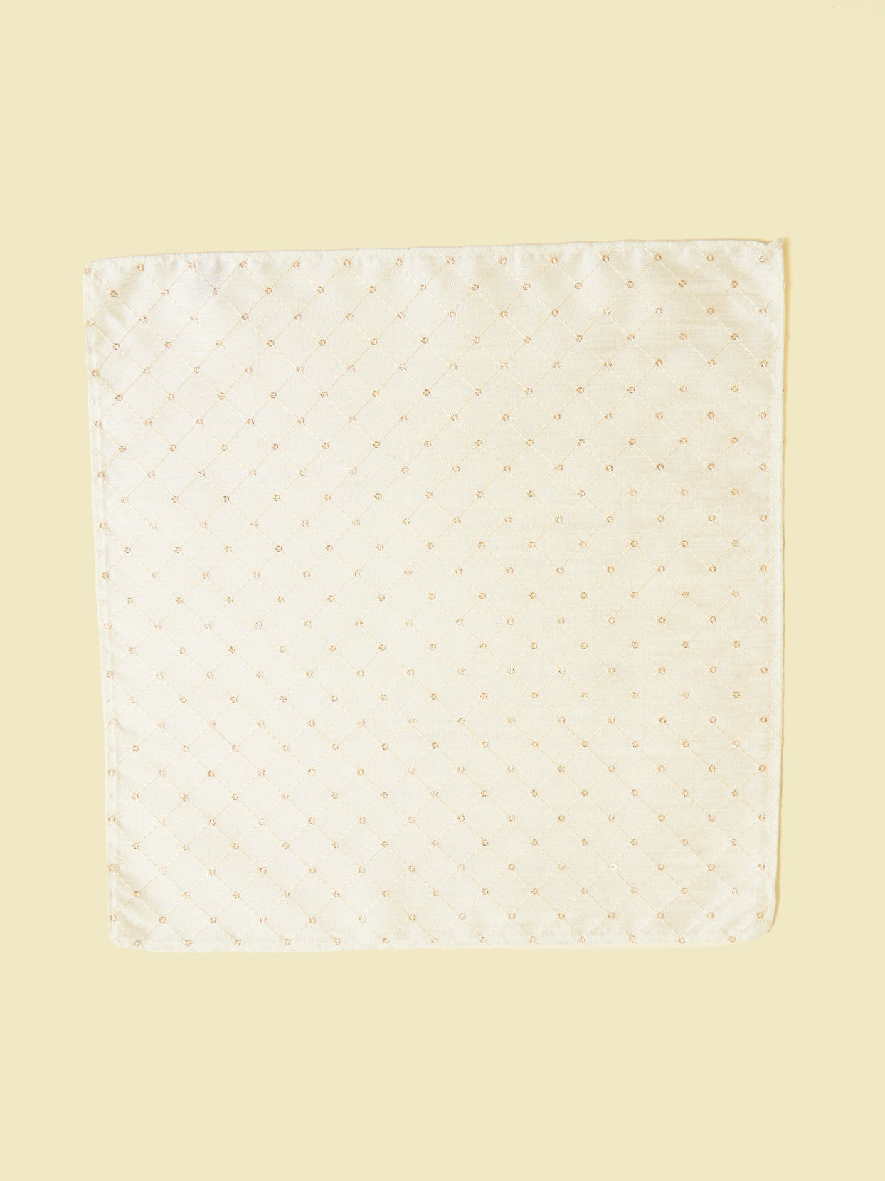 Manyavar Men Warm White Grid Patterned Pocket Square image number 1