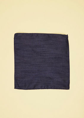 alt message - Manyavar Men Midnight Blue Textured Pocket Square image number 1