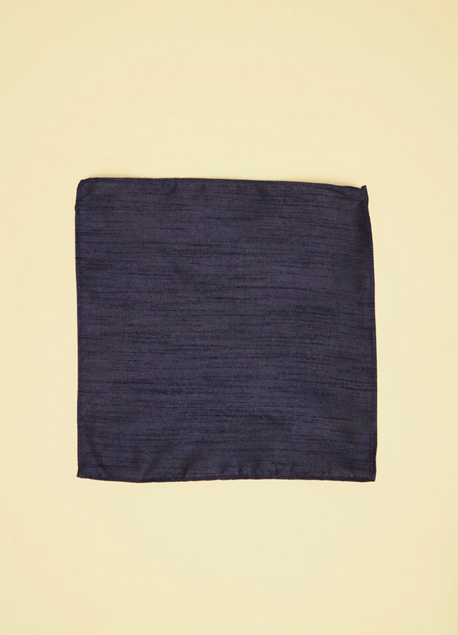 alt message - Manyavar Men Midnight Blue Textured Pocket Square image number 1