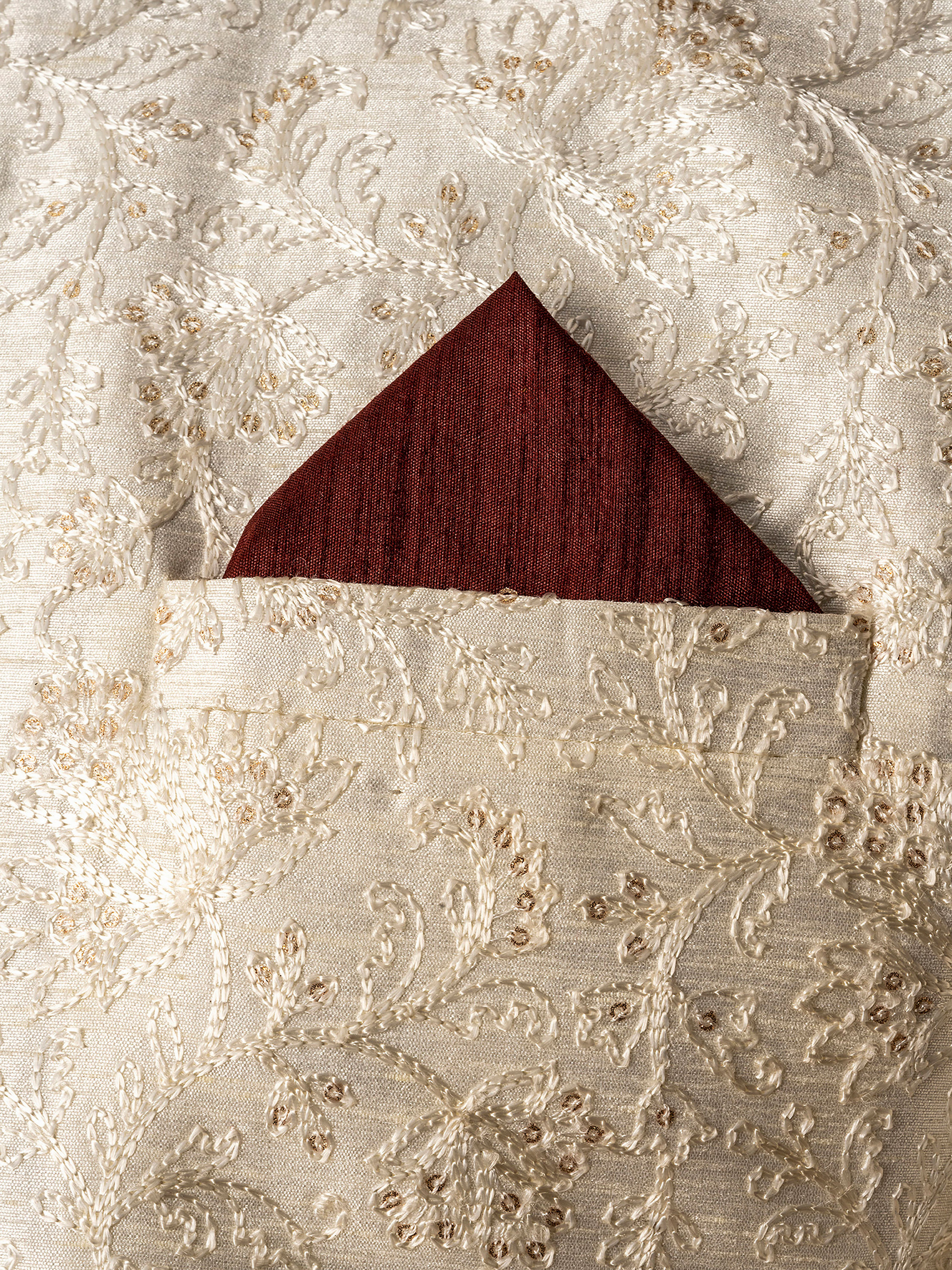 Manyavar Men Maroon Majesty Pocket Square