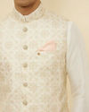 Manyavar Men Peach Pink Textured Pocket Square