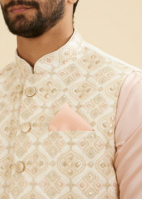 Manyavar Men Satin Pink Affair Pocket Square