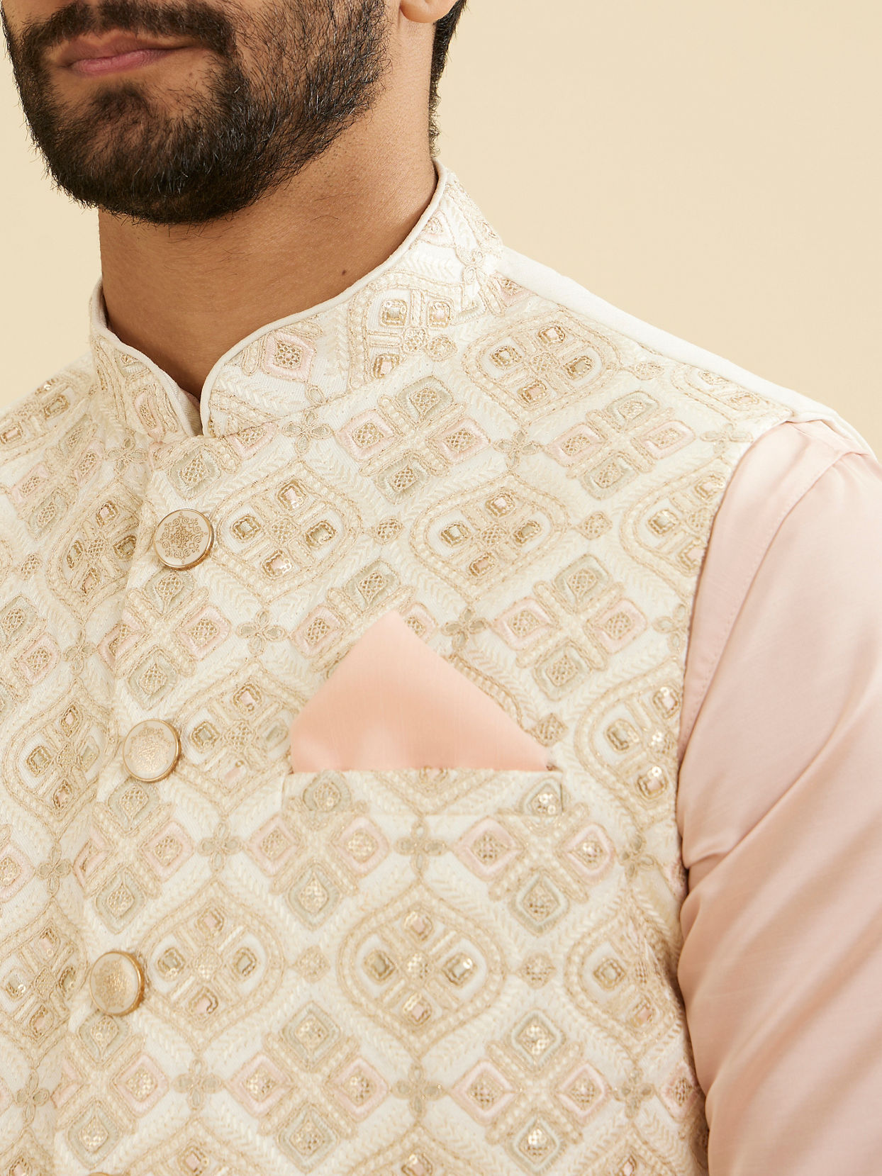 Manyavar Men Satin Pink Affair Pocket Square