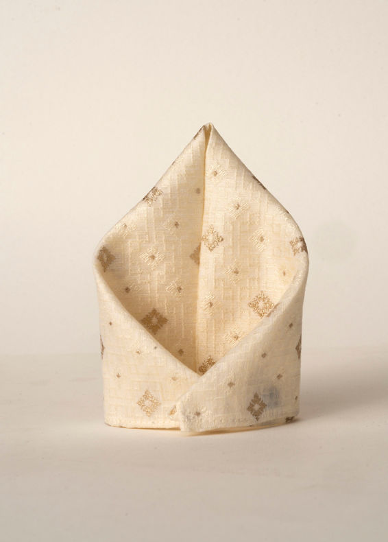 Manyavar Men Elegant Cream Pocket Square