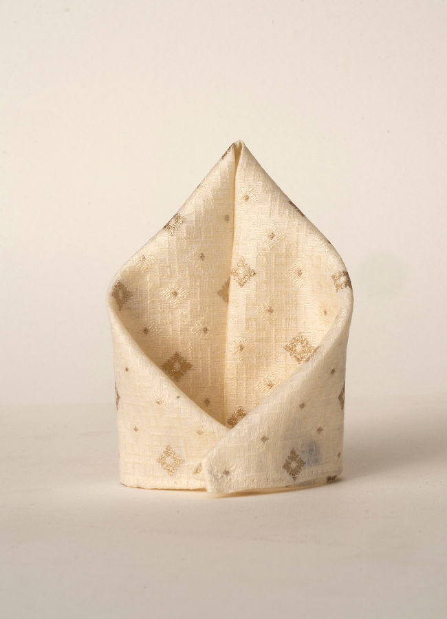 Manyavar Men Elegant Cream Pocket Square
