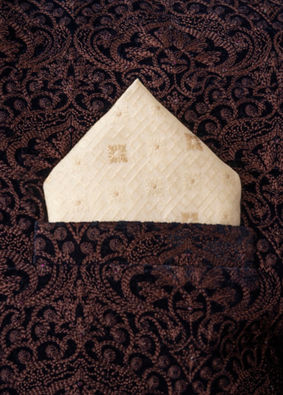 Manyavar Men Elegant Cream Pocket Square
