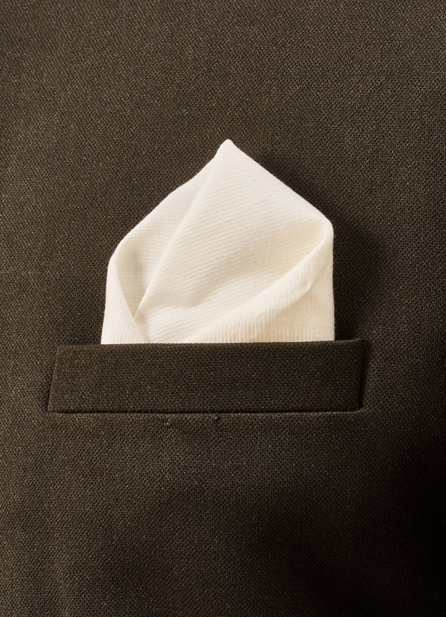 Manyavar Men Cream Blended Viscose Pocket Square