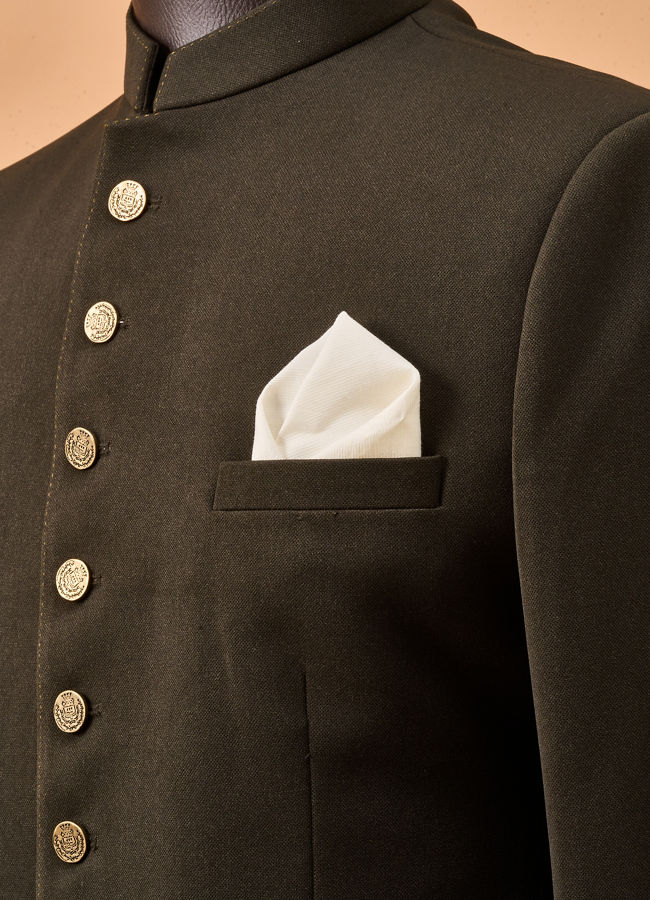 Manyavar Men Cream Blended Viscose Pocket Square