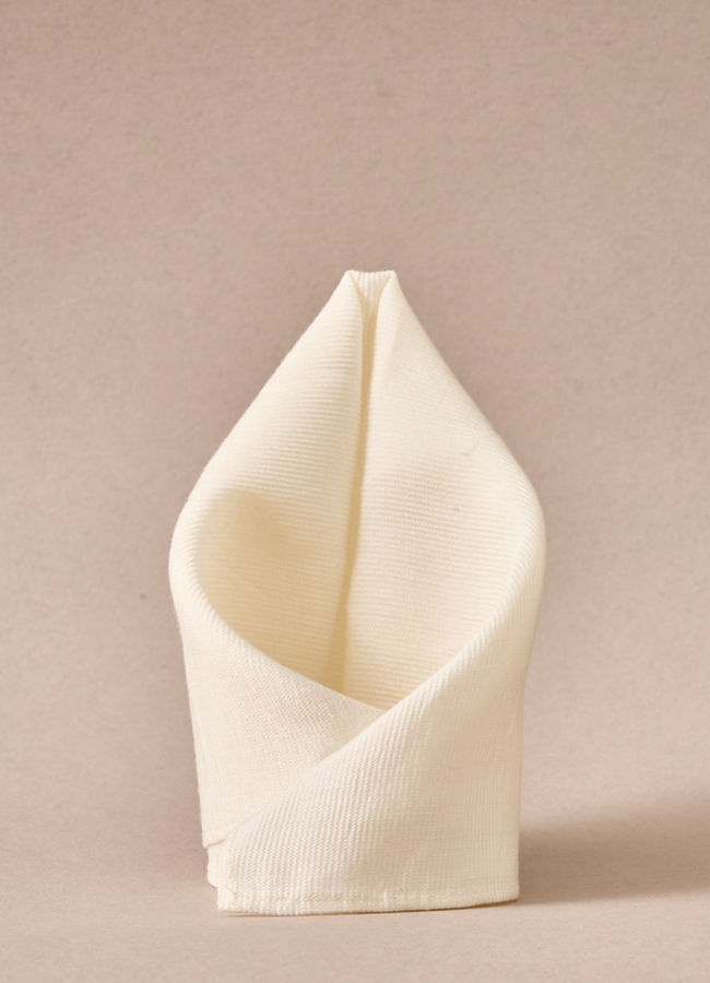 Manyavar Men Cream Blended Viscose Pocket Square