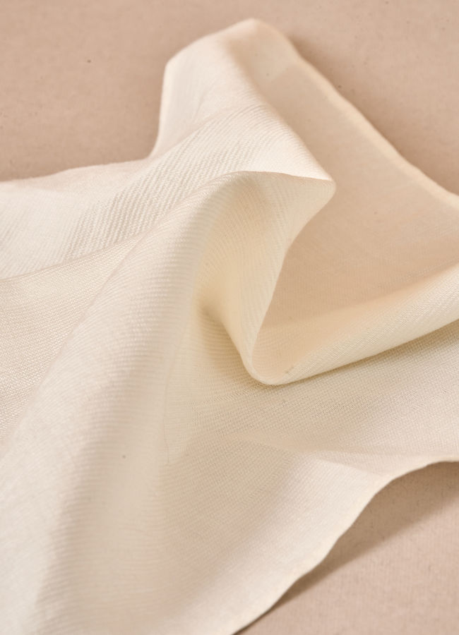 Manyavar Men Cream Blended Viscose Pocket Square