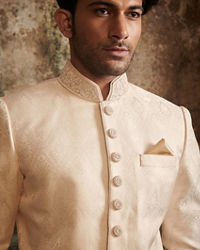 Twamev Men Delicate Peach Brocade Sherwani
