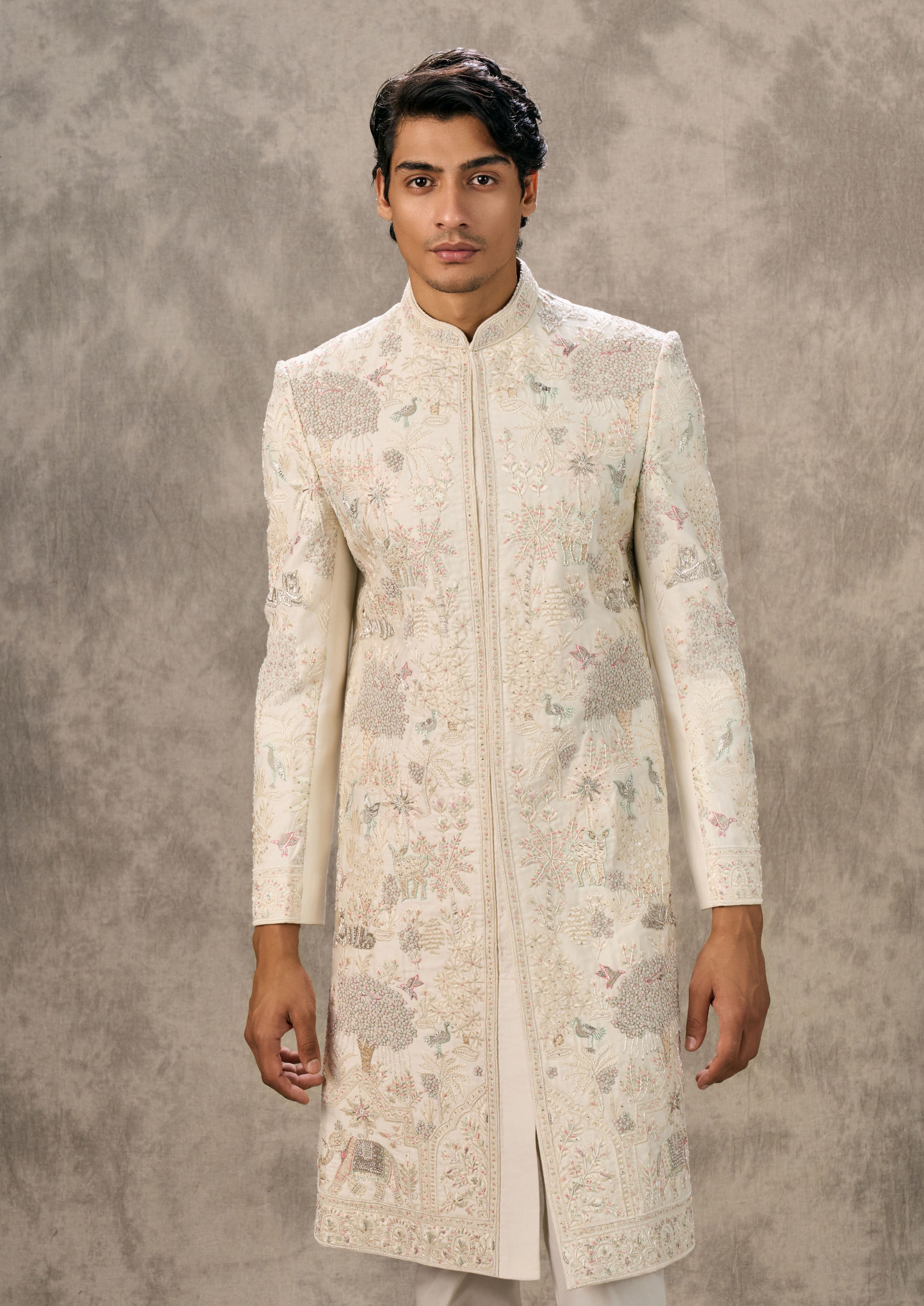 Twamev Men Cream Elegance Sherwani