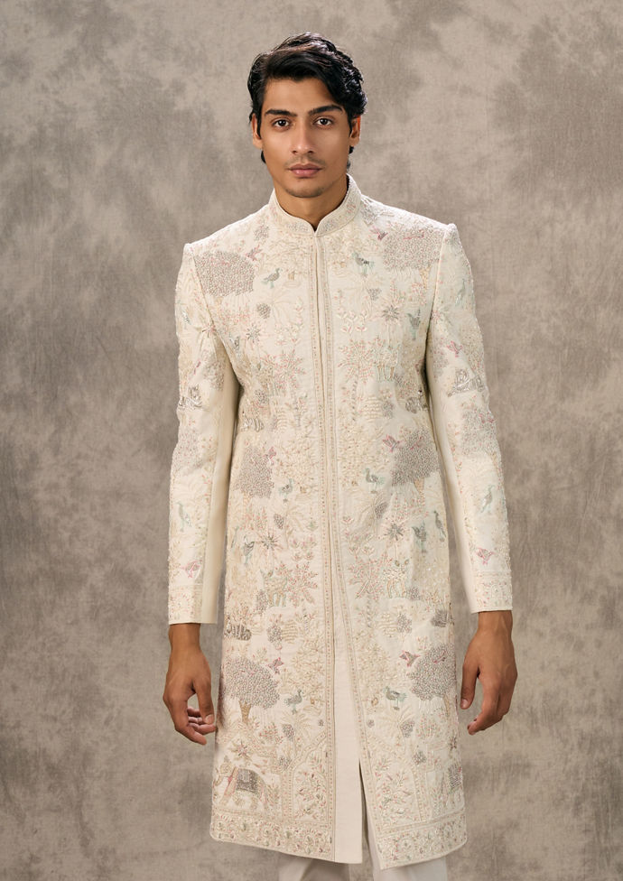 Twamev Men Cream Elegance Sherwani