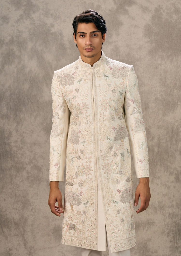 Twamev Men Cream Elegance Sherwani