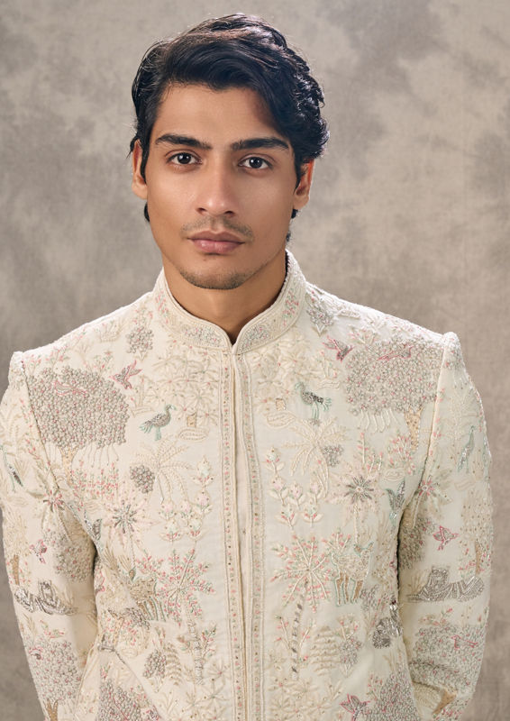 Twamev Men Cream Elegance Sherwani