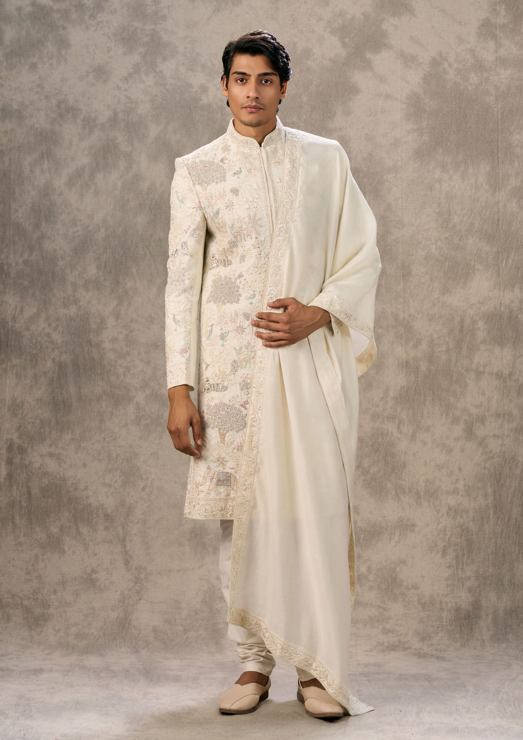 Twamev Men Cream Elegance Sherwani