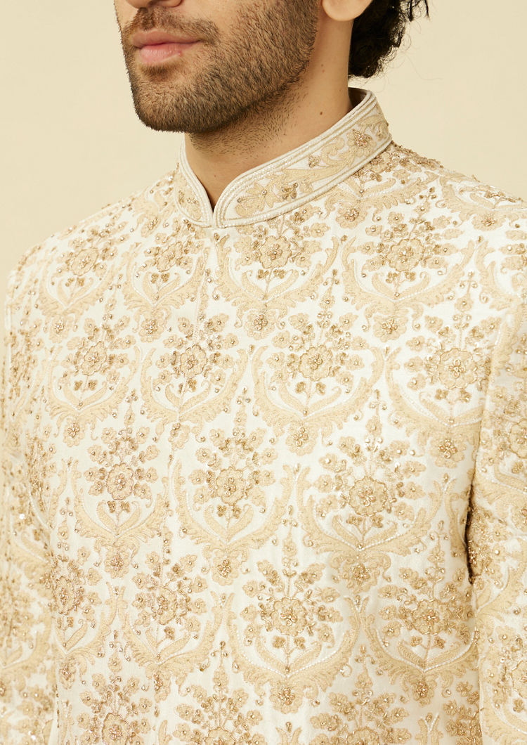 alt message - Twamev Men Royal Beige Sherwani Affair image number 1