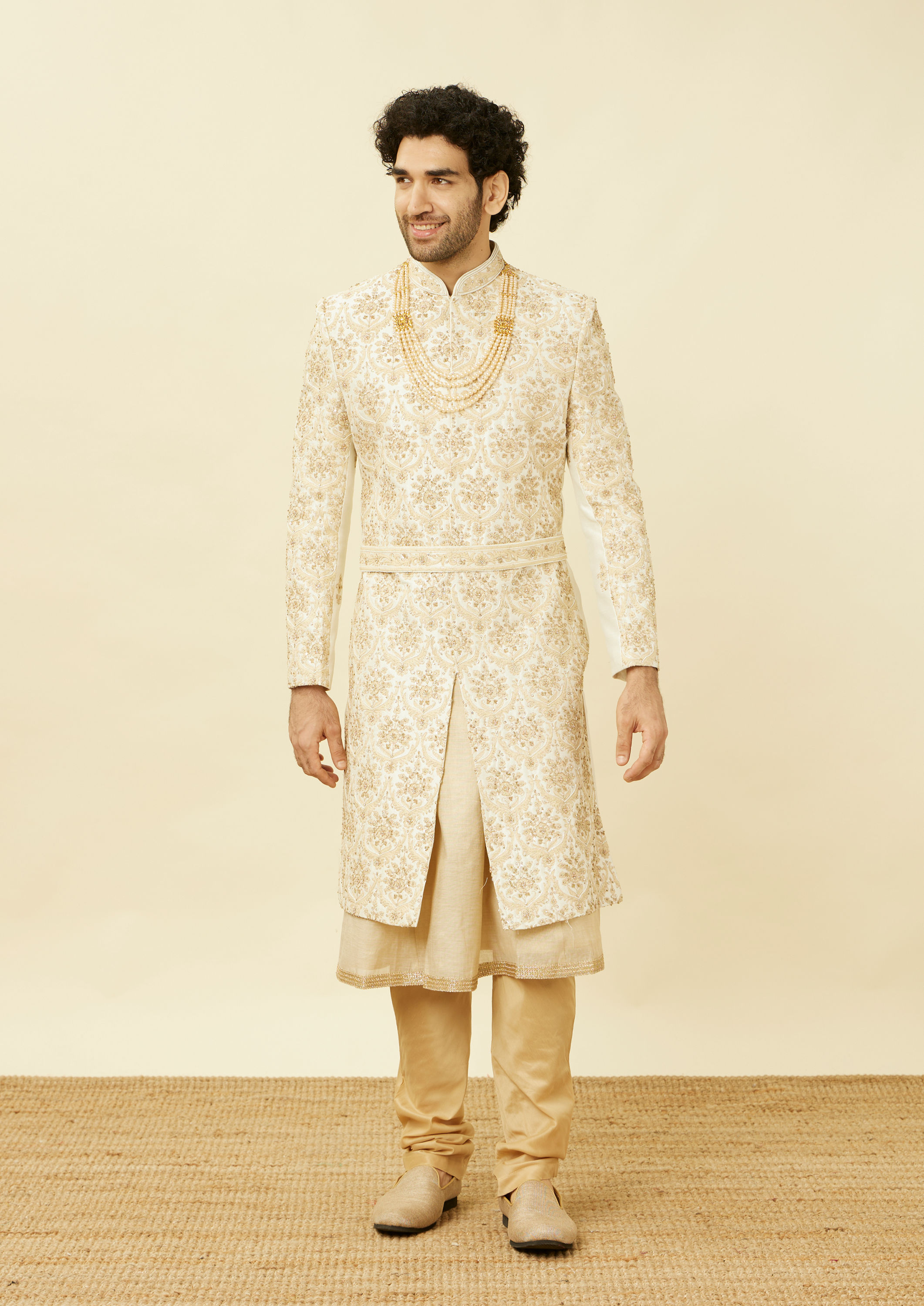 Twamev Men Royal Beige Sherwani Affair