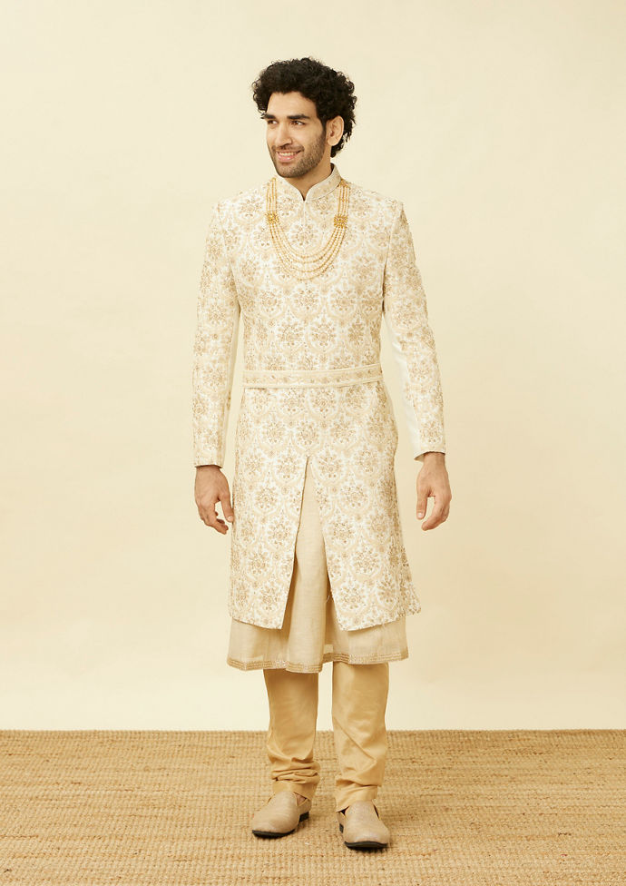 Twamev Men Royal Beige Sherwani Affair