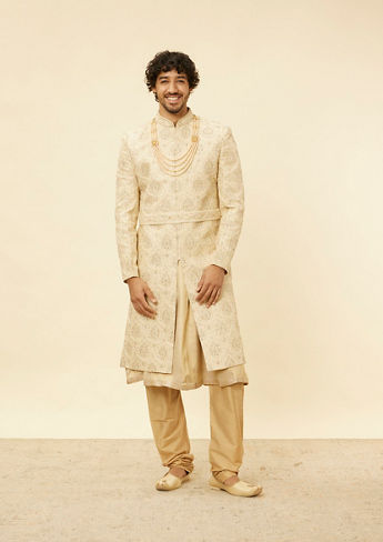 alt message - Twamev Men Regal Beige Sherwani image number 2