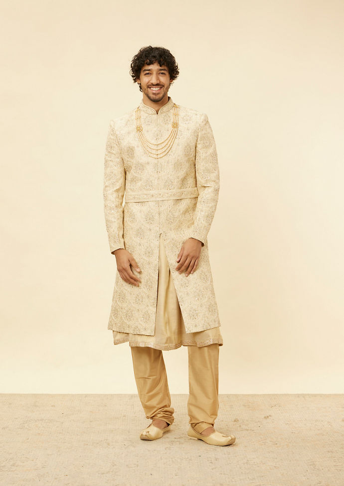 Twamev Men Regal Beige Sherwani image number 2