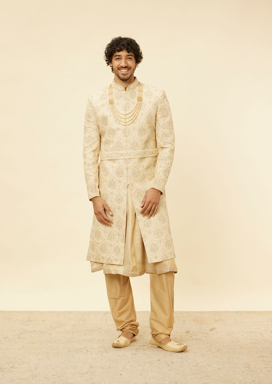 alt message - Twamev Men Regal Beige Sherwani image number 2