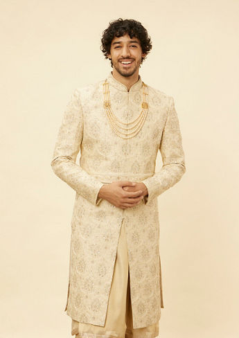 alt message - Twamev Men Regal Beige Sherwani image number 0