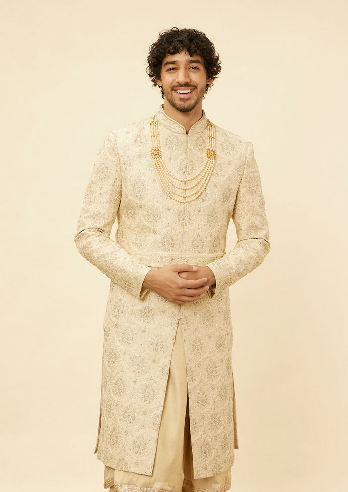 Twamev Men Regal Beige Sherwani image number 0