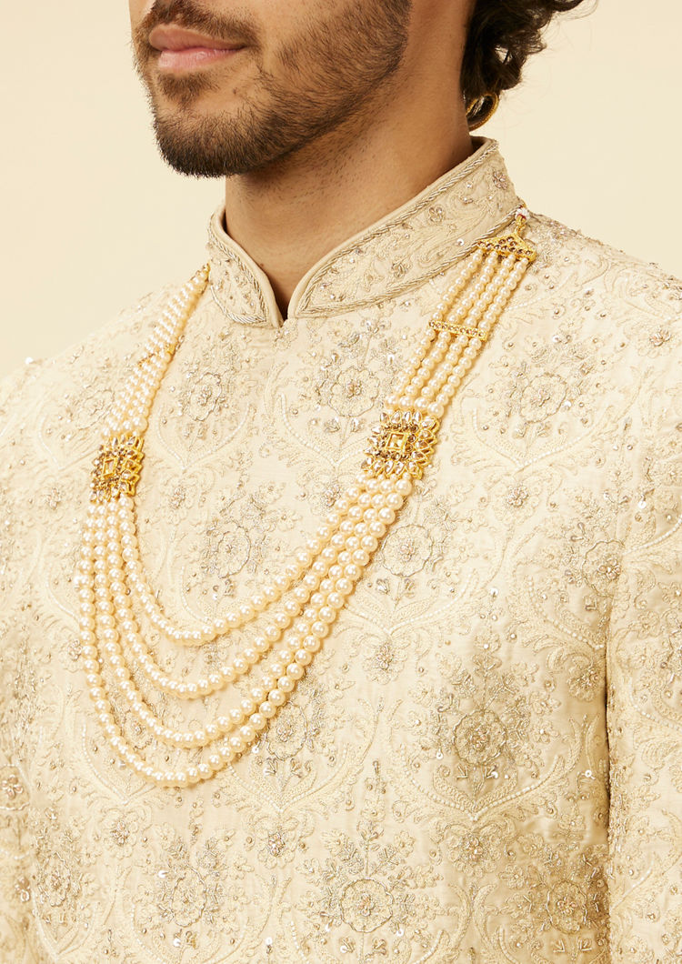 alt message - Twamev Men Regal Beige Sherwani image number 1