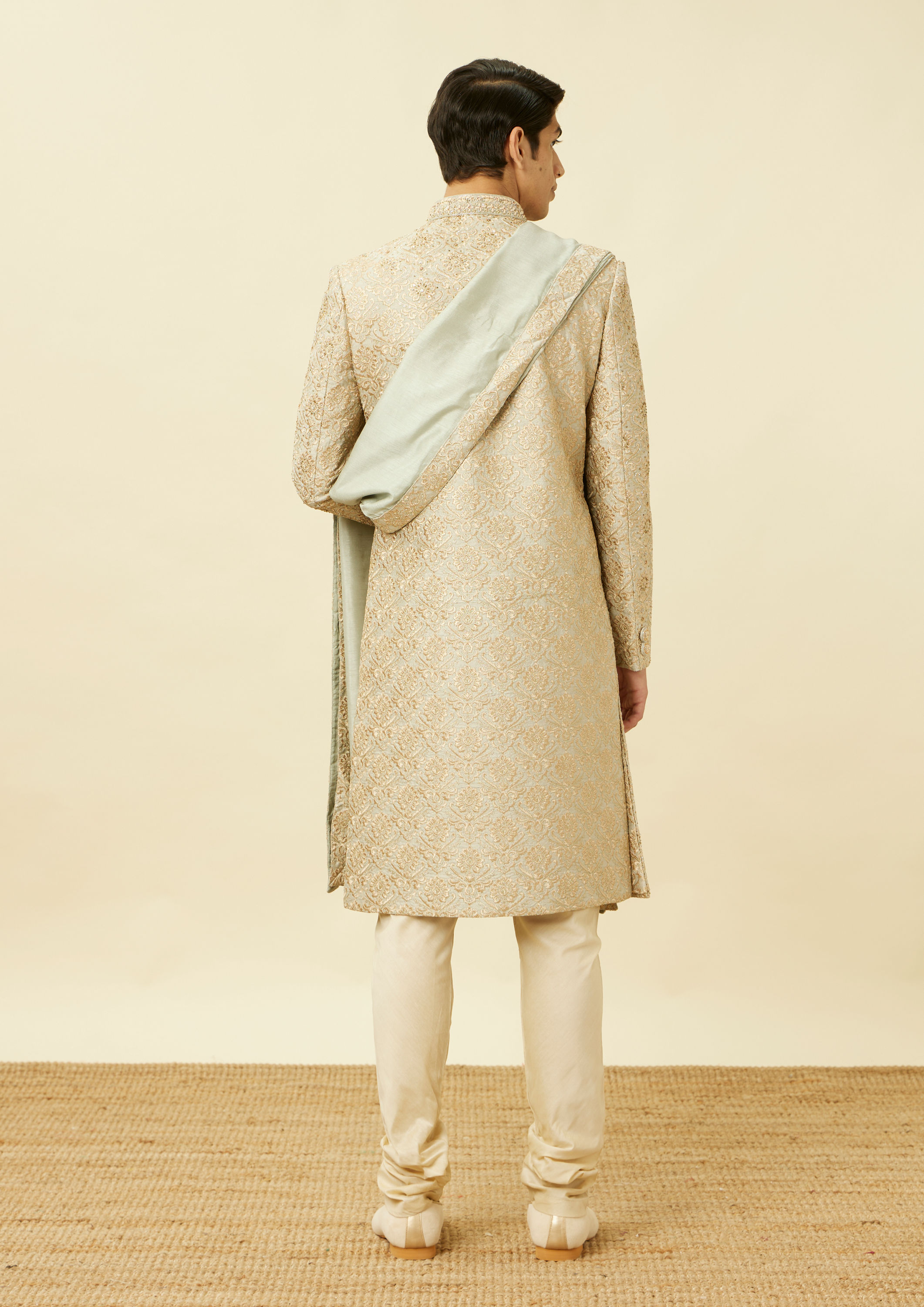 Twamev Men Pista Green Suave Sherwani
