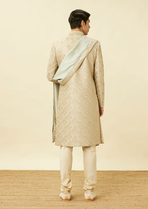 Twamev Men Pista Green Suave Sherwani
