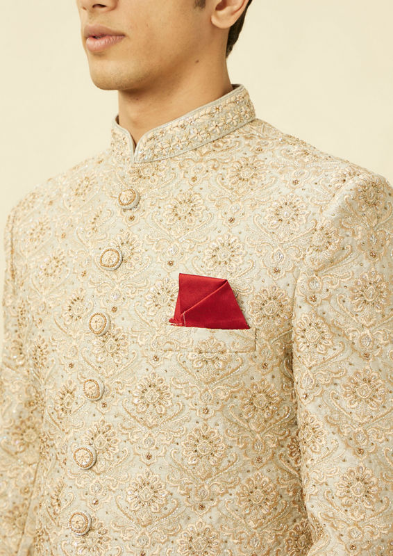 Twamev Men Pista Green Suave Sherwani