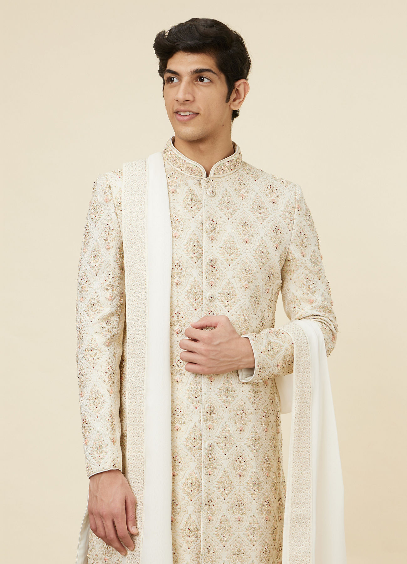 Twamev Men Timeless Beige Sherwani